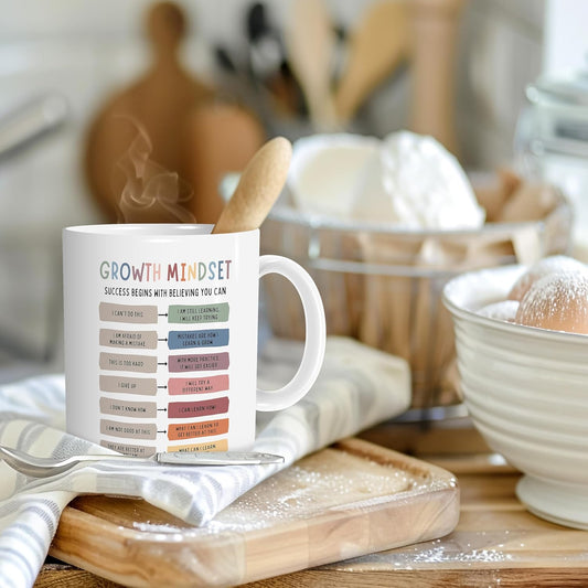 Motivation Coffee Mug, Growth Mindset Positive Mental Health Ceramic Mug, New Job Gifts, Gift for Parents Teachers Therapists and Psychologists