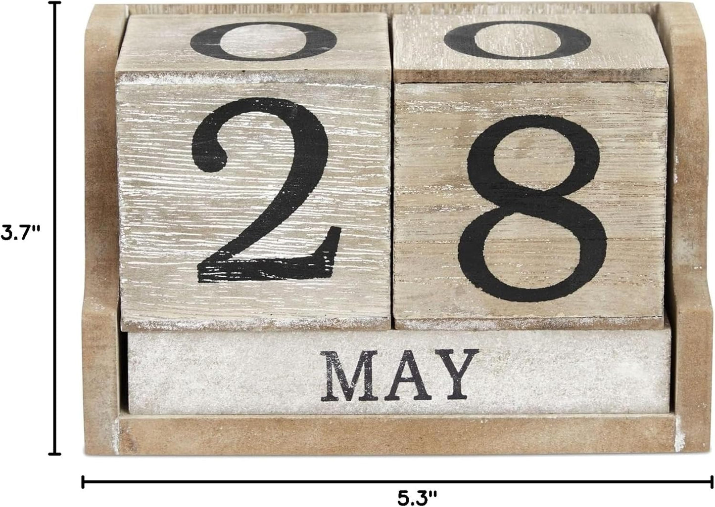 Wooden Perpetual Block Calendar for Desk, Wood Month Date Display Blocks for Teachers, Students, Classroom, Rustic Farmhouse Office Decor, Desk Accessories (5 X 4 In)
