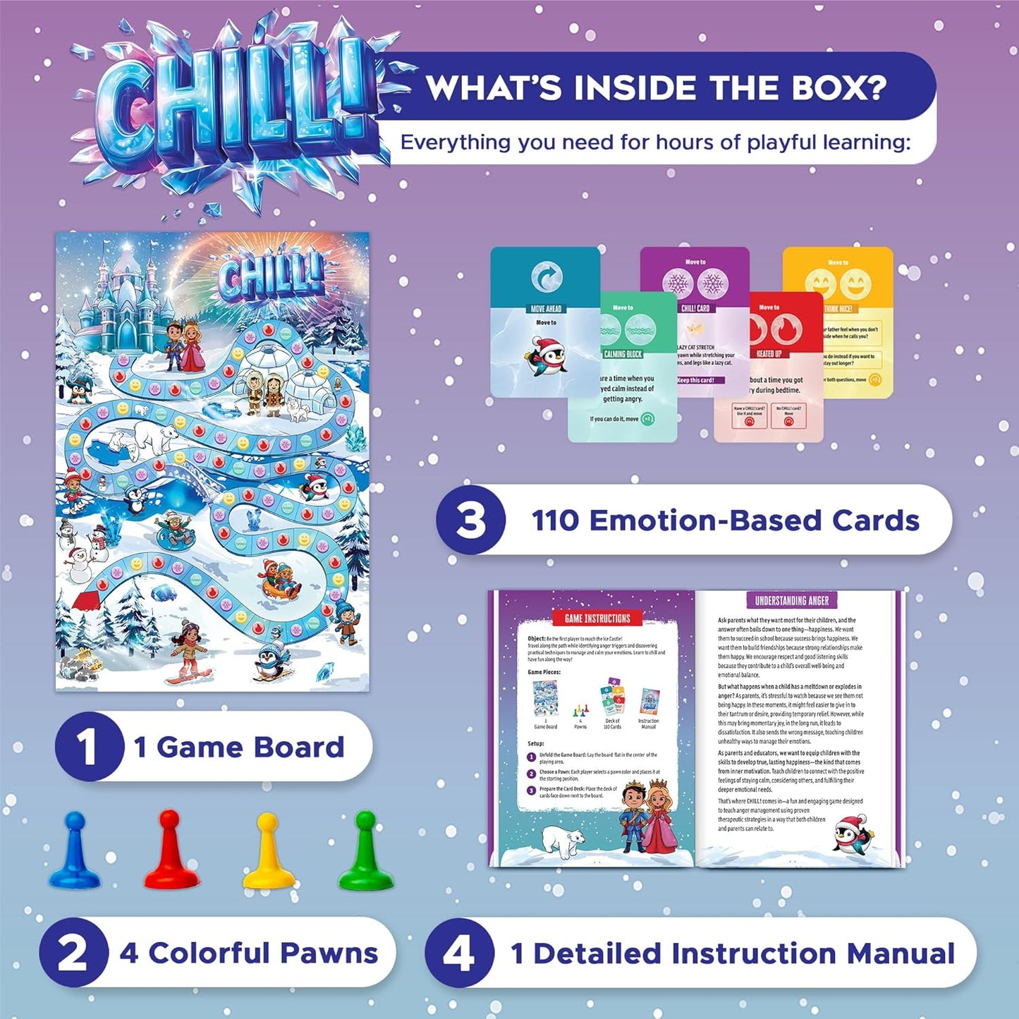CHILL Anger Management for Kids, Ages 5-9, Therapy Games, Social Emotional Learning, Fun Social Skills Board Game for Therapists & Families