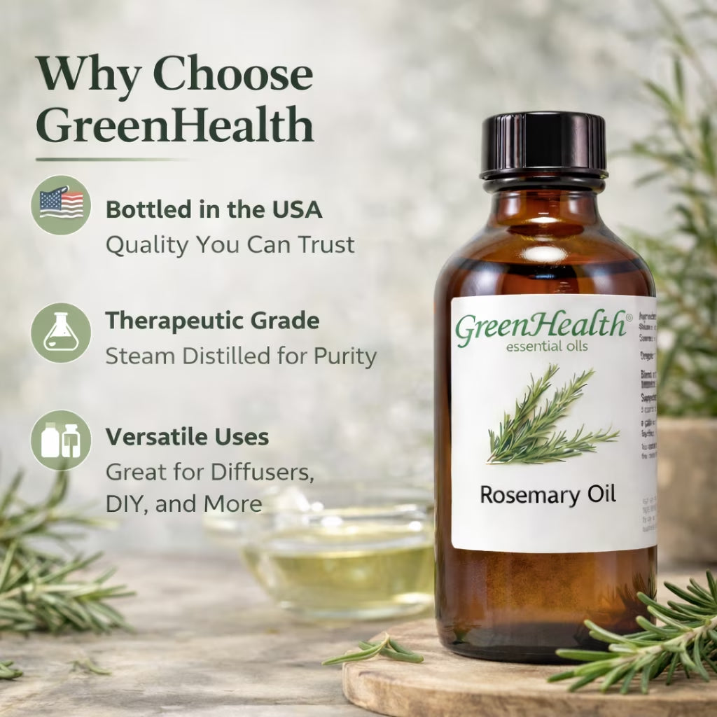 Rosemary Essential Oil β 4 Fl Oz Amber Glass Bottle with 3 Free Droppers