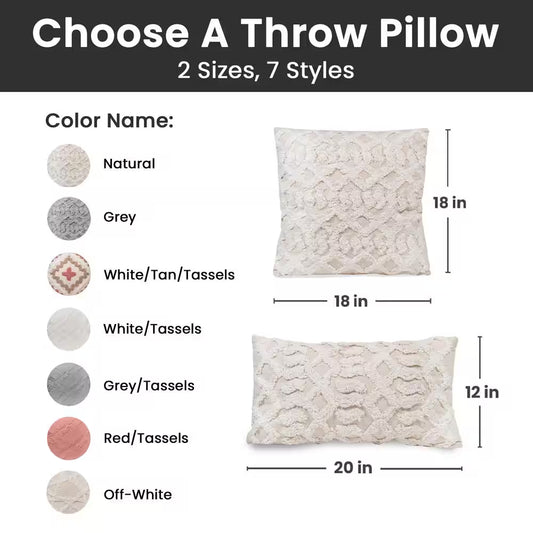 Macrame 20 In. X 12 In. Natural Rectangle Outdoor Throw Pillow