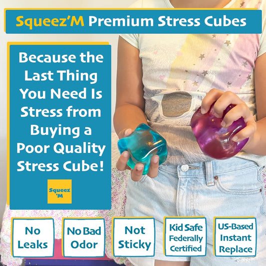 Premium Big Block Cube – 35% Larger than the Standard Squishy Cube, Toy for Kids & Adults - Sensory Fidget for Stress Relief, Focus & Play – Colorful, Durable, Gift-Ready – ASTM Certified 3+
