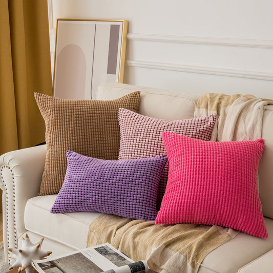 18" X 18" Transitional Medium Red Striped Polyester Blend Throw Pillow , ( 2 Count)