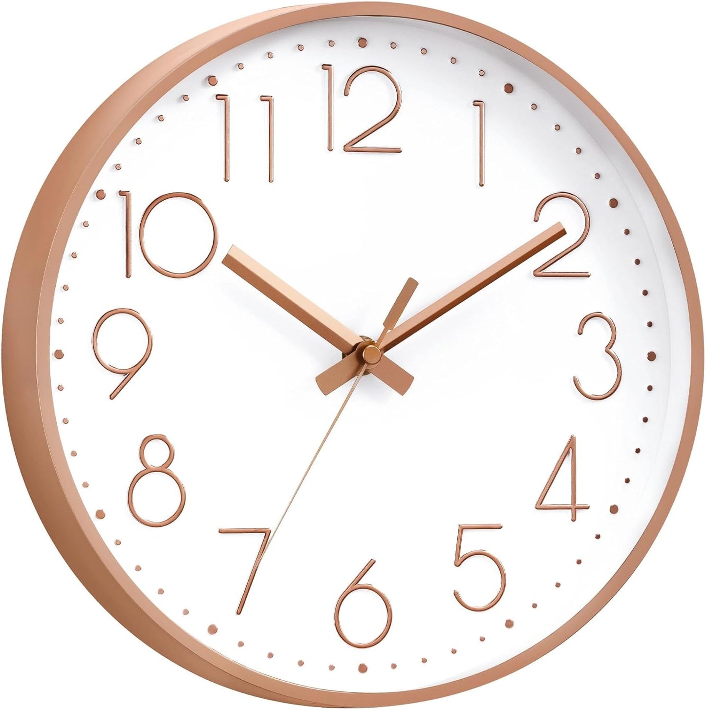 Wall Clock - 8 Inch Silent Non-Ticking Modern 3D Wall Clocks Battery Operated - Decorative Clock for Kitchen, Home Office, Bathroom, Bedroom(Rose Gold)