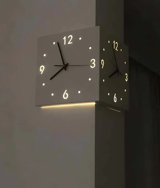 Corner Modern Wall Clock, Stylish Double-Sided Luminous Wall Clock, Sensor Luminous Corner Wall Clock, Mute Wall Clock