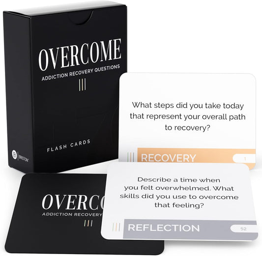 Overcome Addiction Recovery Flash Cards – 70 Therapy Question Cards for Group Counseling & Mental Health – Reflection Prompts for Sobriety, Relapse Prevention, Substance Abuse Recovery Support