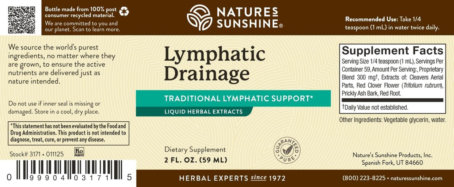 Lymphatic Drainage, 2 Fl. Oz | Lymphatic Drainage Supplement Promotes the Efficient Drainage of the Lymphatic System to Promote Overall Health