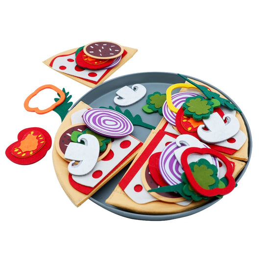 Play Kitchen Felt Pizza Toys for Kids Pretend Play Pizza Game Early Educational Felt Food Toys Role Play for Kids Girls Boys