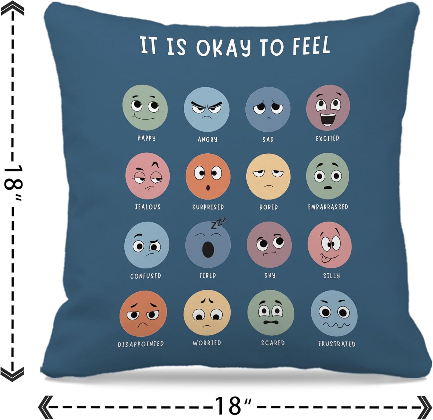 Counseling Office Must Haves Pillow Cover, Calming Corner, Mental Health Pillowcase Decor for Home Kids,Mental Health Counselor Gifts, Calming Corner Pillow Covers 18X18 Army Blue
