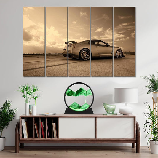 Moving Sand Art Picture - round Glass 3D Deep Sea Sandscape - 3D Quicksand Painting Decor - Relaxing Home Decoration Desk Figurine for Office, Home, Desk, Mantle, Bookshelf - (Green, 7 In)