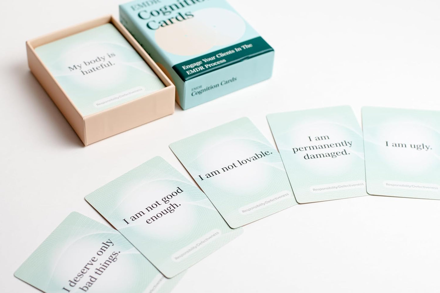 EMDR Cognition Cards | 55 Negative & Positive Cognition Cards | Clinical Resource for EMDR Therapists for Case Conceptualization, Target Selection & Reprocessing |