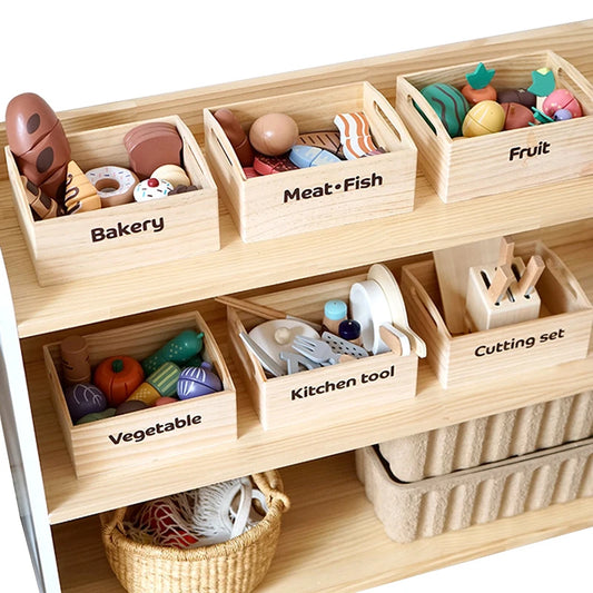 Children Play House Kitchen Games Simulation Wooden Boxed Fruit Cut Pretend to Play Magnetic Cookies Baking Girls Toys Set Gifts