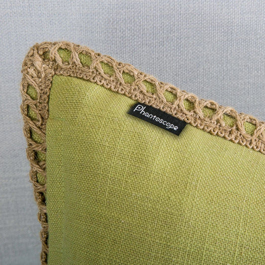 Linen Trimmed Farmhouse Series Decorative Throw Pillow, 22" X 22", Water Green, 1 Pack
