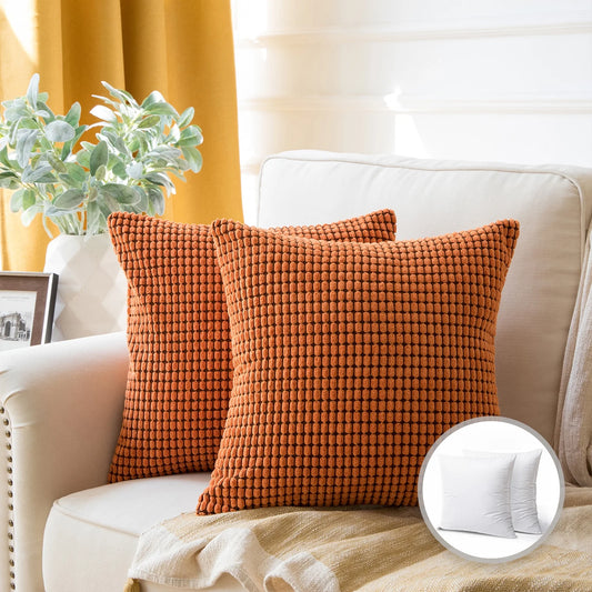 18" X 18" Transitional Medium Red Striped Polyester Blend Throw Pillow , ( 2 Count)