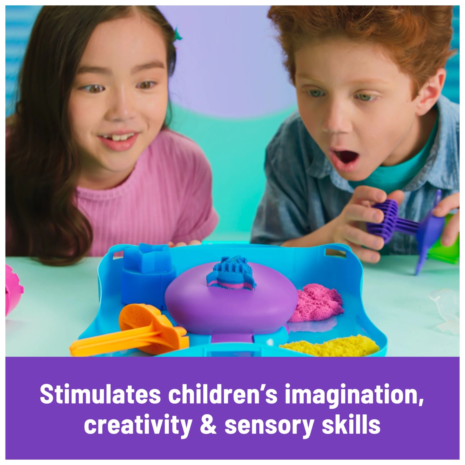, Squishmotion Playset with 1Lb Play Sand, Stamper & 5 Tools