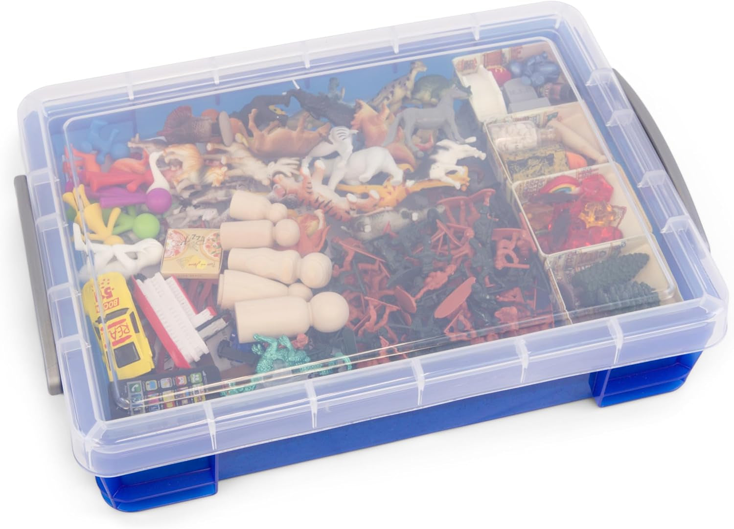 Play Therapy Supply Basic Portable Sand Tray Starter Kit with Tray, Sand, and 150+ Miniatures
