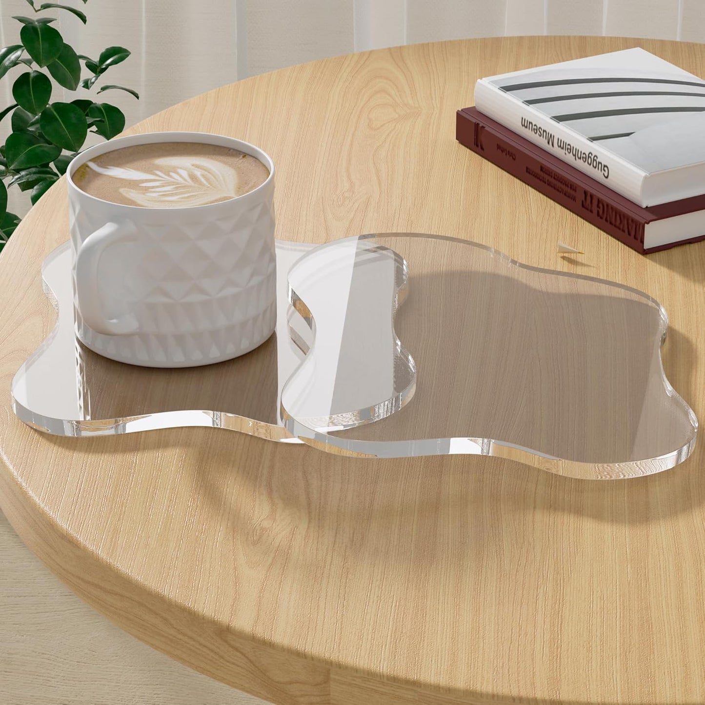 Acrylic Coaster Decorative Plates, Irregular Bar Drink Coaster, Clear Cloud Shape Coffee Cup Coaster, Perfect for Tabletop Protection and Accessories Display.(Gold)