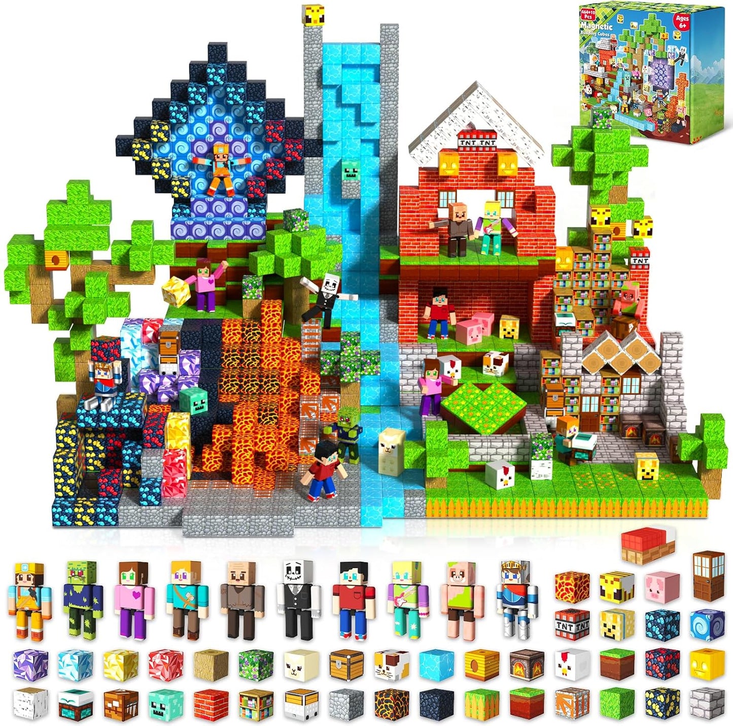 20 Pcs Magnetic Action Figures Playset - Magnetic Building Blocks, Magnet Cubes and Rotatable Figures Character Toys for Kids, Birthday Gift for 6+ Year Old Boys Girls (Patent Pending)