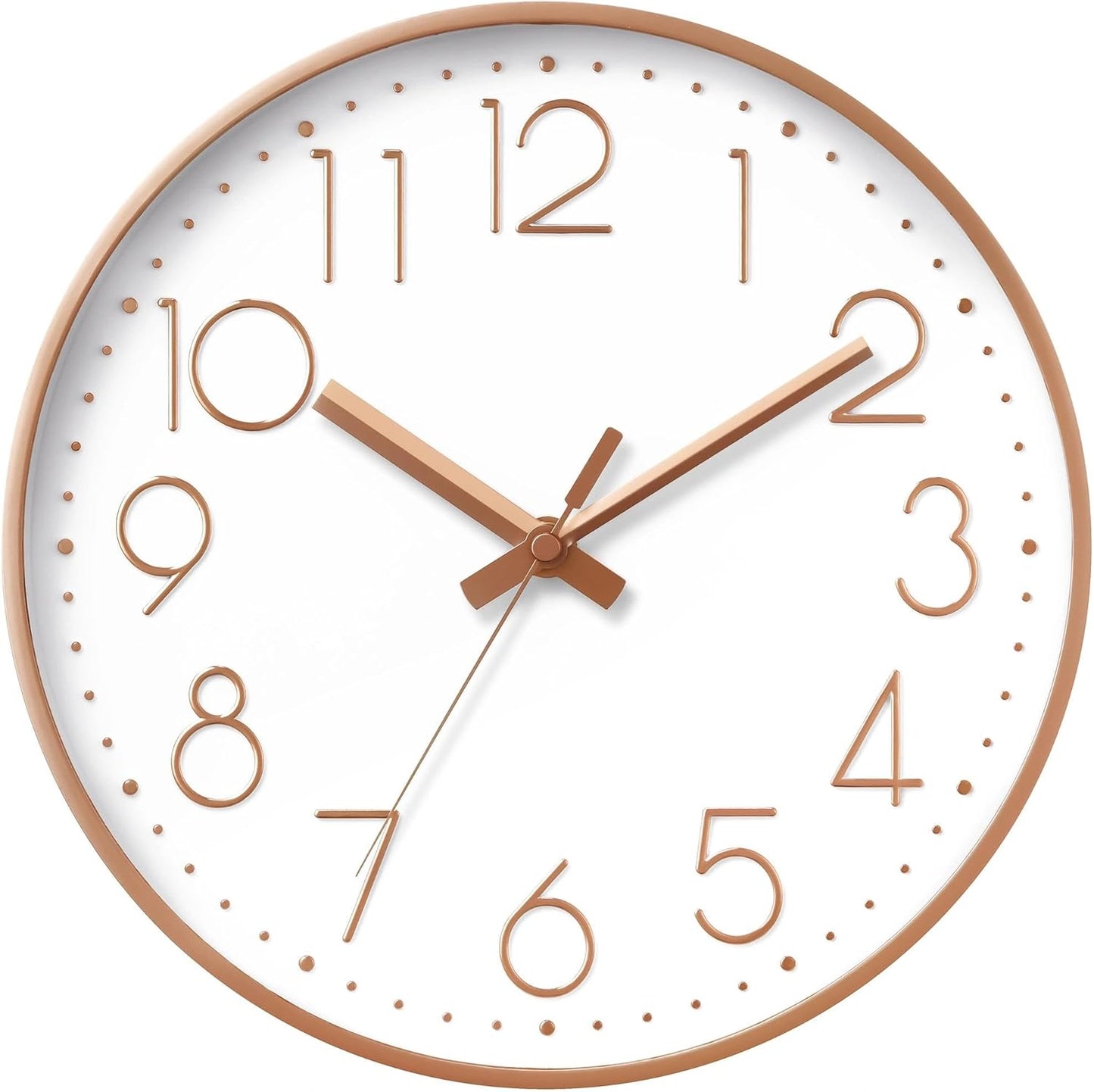 Wall Clock - 8 Inch Silent Non-Ticking Modern 3D Wall Clocks Battery Operated - Decorative Clock for Kitchen, Home Office, Bathroom, Bedroom(Rose Gold)