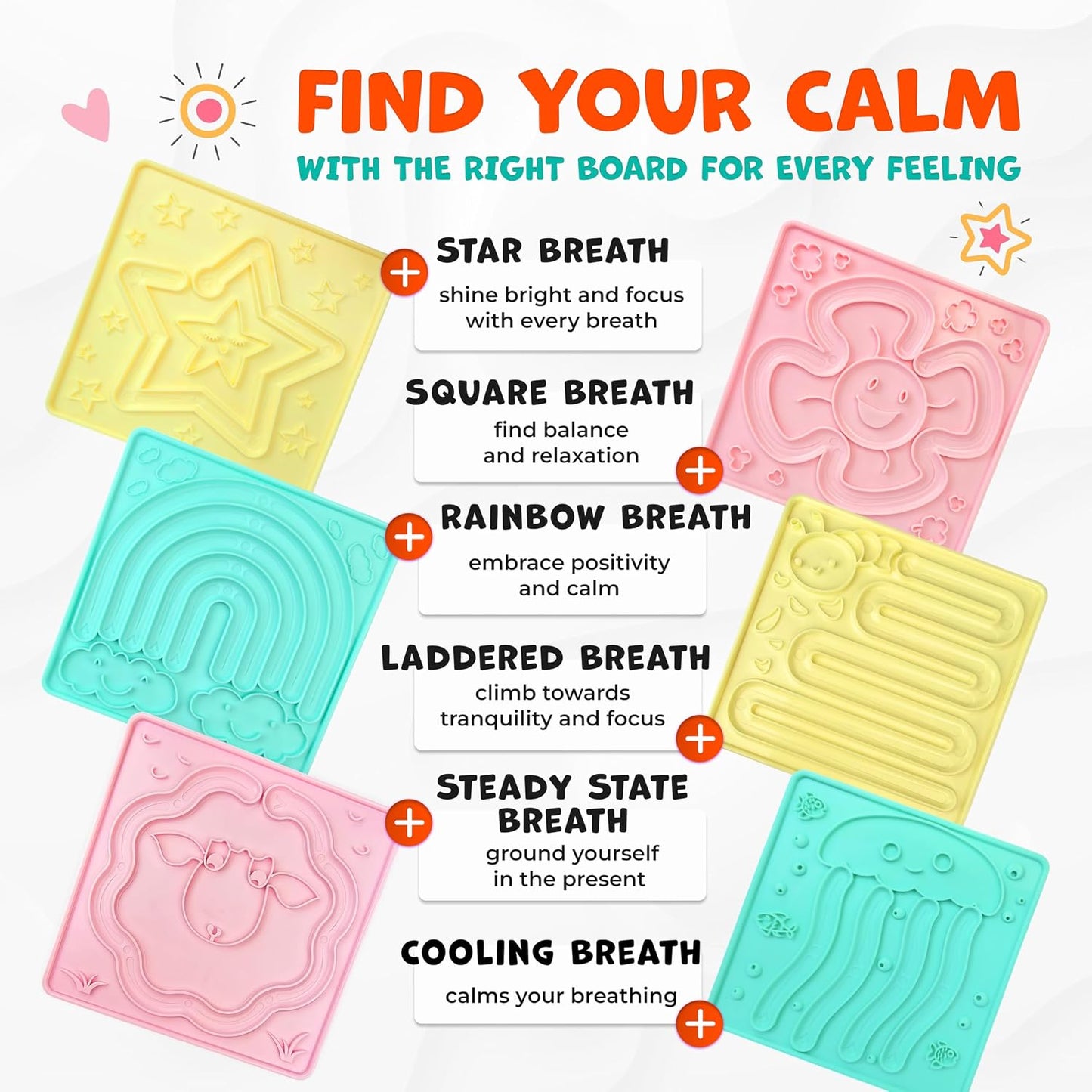 Maze Set Breathing Toys, Calm down Corner Supplies | Double Sided Tracing Mazes, Sensory Toy That Supports Focused Breathing, Builds Attention & Social Emotional Learning