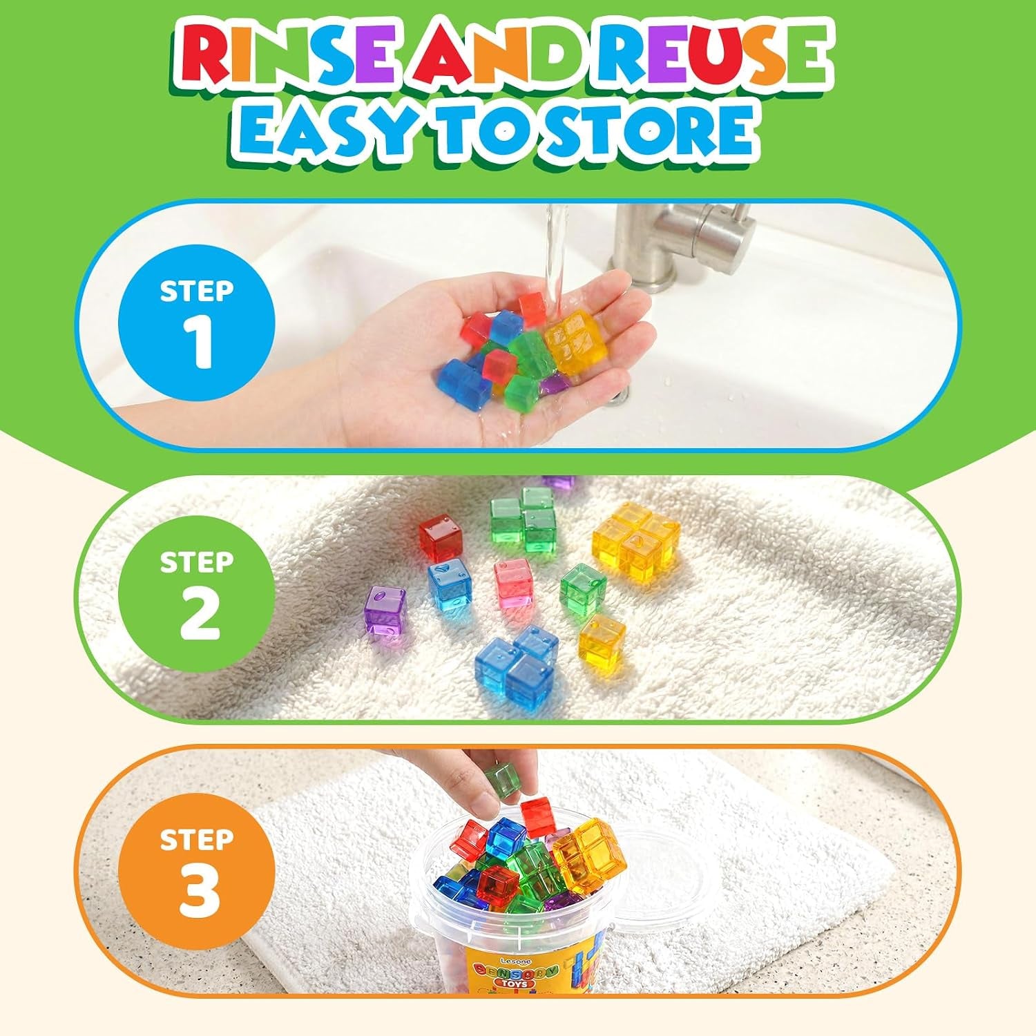 Mini Sticky Stacking Cubes for Kids: 150 PCS Washable Sensory Building Toy, Soft Squishy 0.39 Inch Cubes with Storage Box, Balanced Stickiness for 2D & 3D Building, Translucent Travel Toy