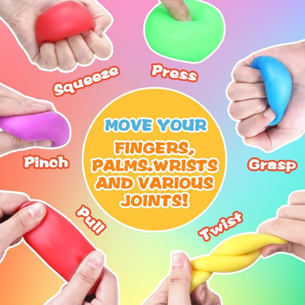 24 Pcs Stress Cube Toys 8 Colors Slow Rising Stress Balls for Kids Classroom Prizes Goodie Bags Squeeze Stretch Fidget Balls for Party Favors Adults Stress Relief