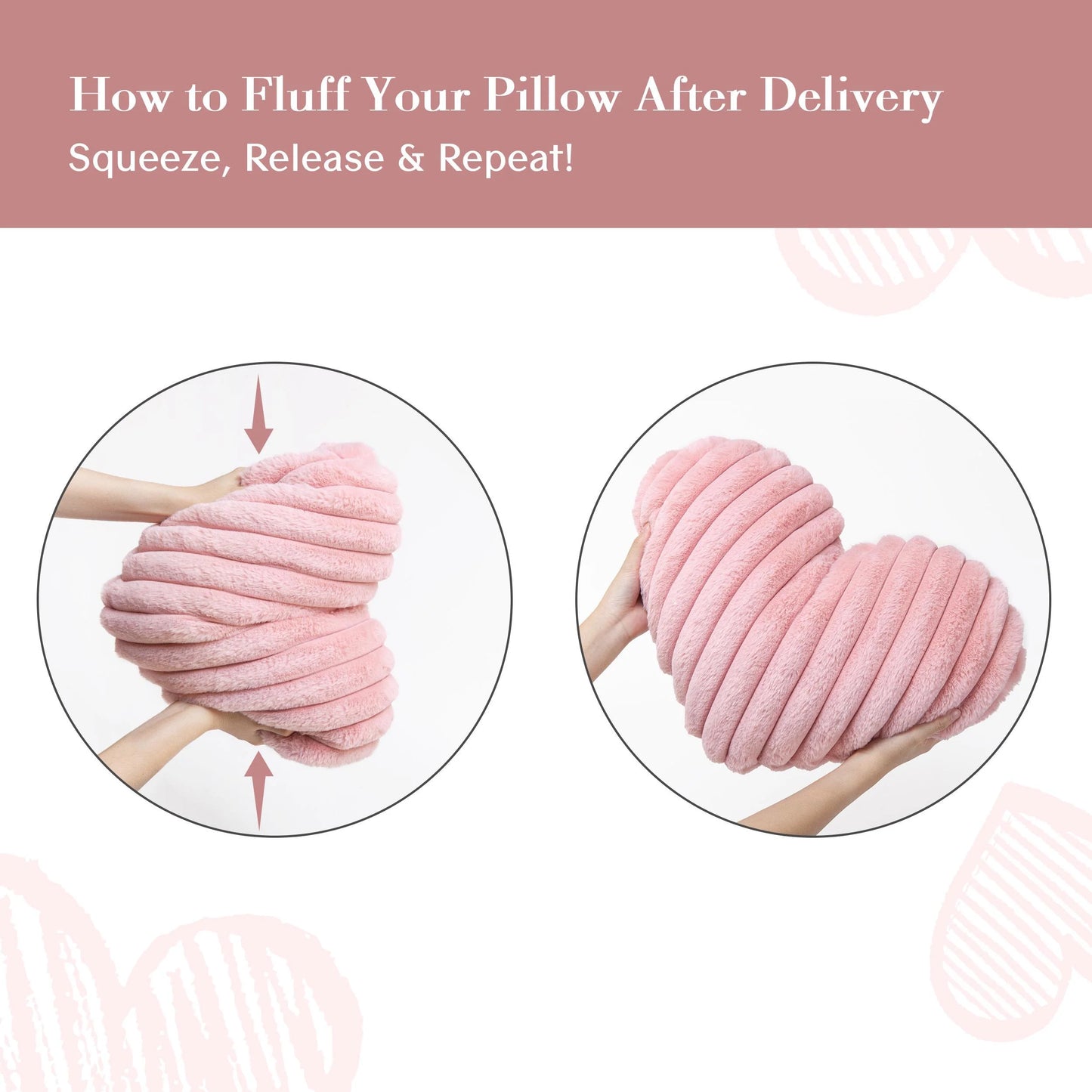 Heart Shaped Pillow, Set of 2, Heart Decorative Throw Pillows, Faux Fur Love Pillows Cute Pillow 20 & 16 Inches, Valentines Day Decorations, Wedding Decor, Pastel Pink
