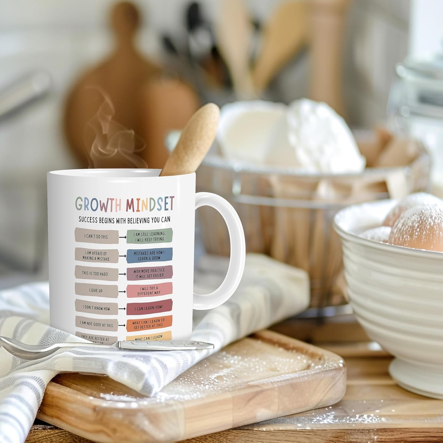 Motivation Coffee Mug, Growth Mindset Positive Mental Health Ceramic Mug, New Job Gifts, Gift for Parents Teachers Therapists and Psychologists