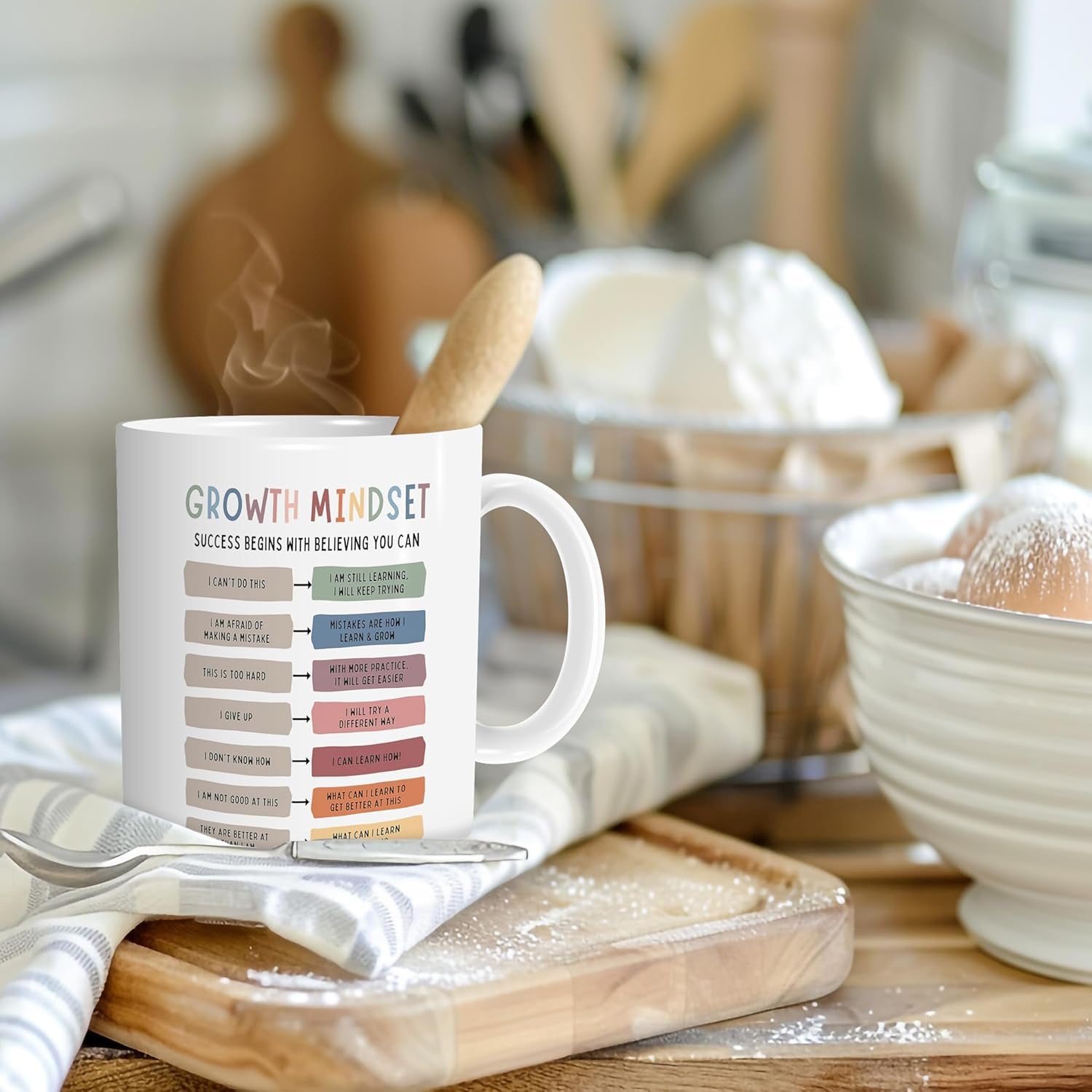 Motivation Coffee Mug, Growth Mindset Positive Mental Health Ceramic Mug, New Job Gifts, Gift for Parents Teachers Therapists and Psychologists