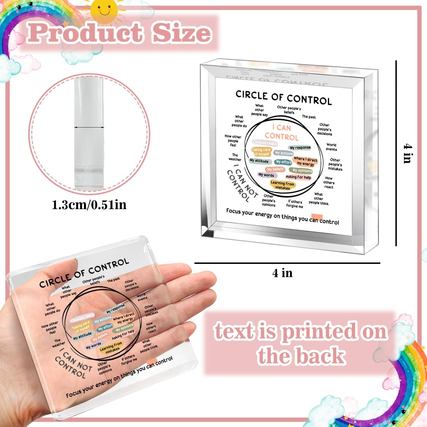 Mental Health Things I Can Control Decor - Therapy Office Acrylic Gifts - Psychology Art Decor for Treatment Room Office School Classroom - Art Decorations for Therapist Office Living Room Bedroom