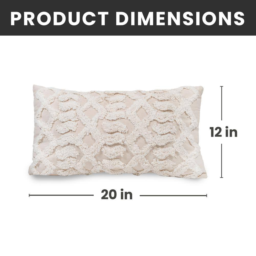 Macrame 20 In. X 12 In. Natural Rectangle Outdoor Throw Pillow