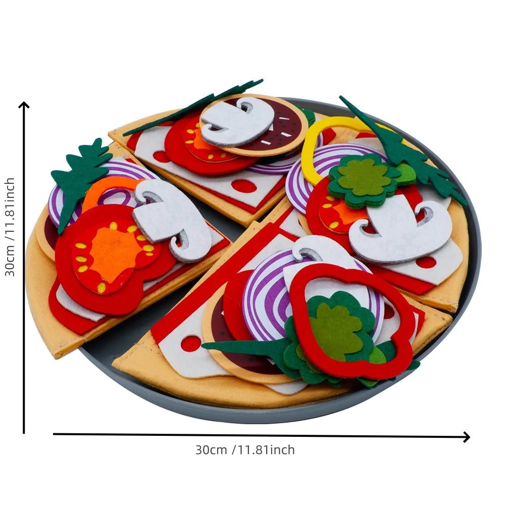 Play Kitchen Felt Pizza Toys for Kids Pretend Play Pizza Game Early Educational Felt Food Toys Role Play for Kids Girls Boys