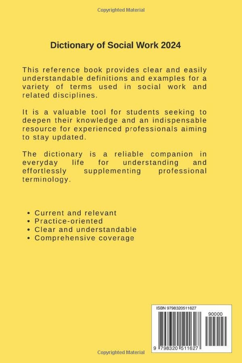 Dictionary of Social Work 2024: Technical Terms, Methods and Practical Applications