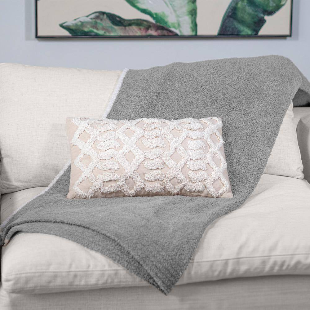 Macrame 20 In. X 12 In. Natural Rectangle Outdoor Throw Pillow