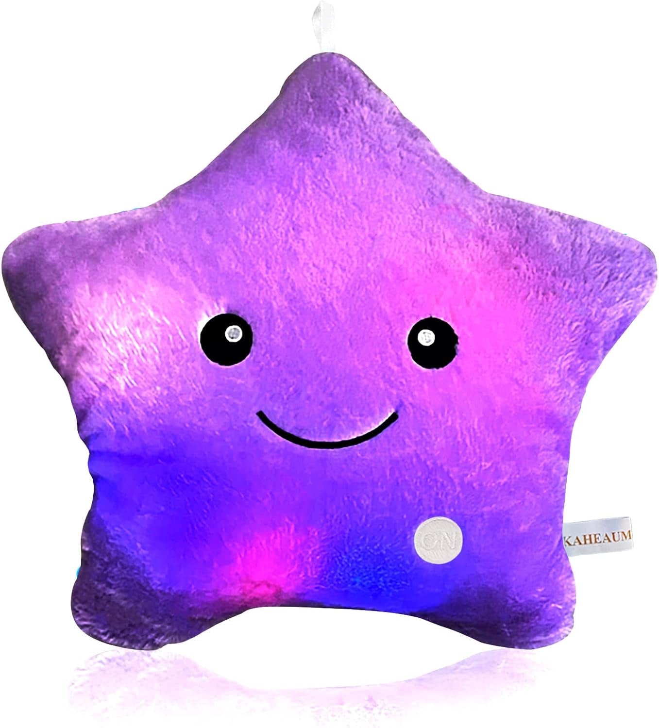 Kids Decorative Pillow,Cute Star LED Light up Pillow Gift for Girls Women Birthday Unique Throw Pillows Bedroom Couch Office Lumbar Back Cushion Purple Plush Pillow Stuffed Toy