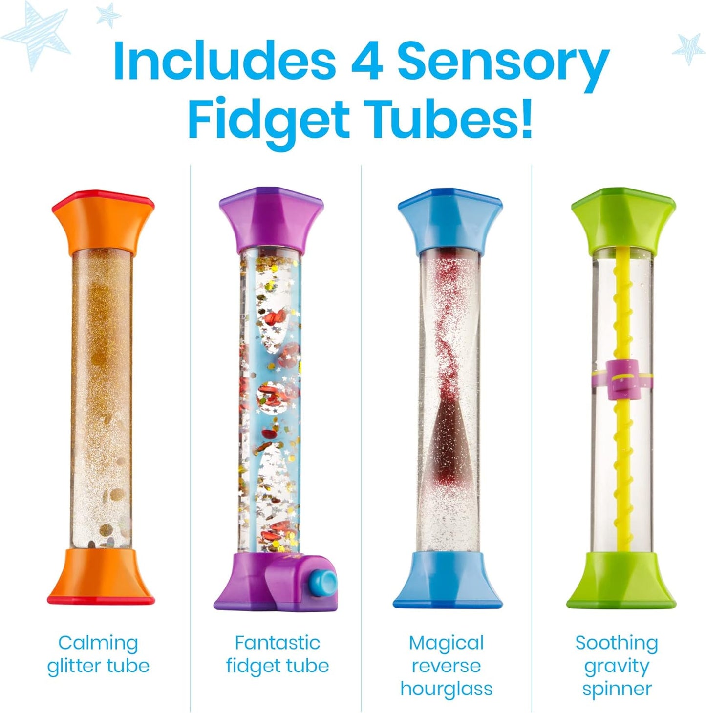 Sensory Fidget Tubes, Sensory Toys, Travel Toys, Quiet Fidgets for Classroom, Calm down Corner Supplies, Anxiety Relief Items for Kids, Toddler Stocking Stuffers, for Kids