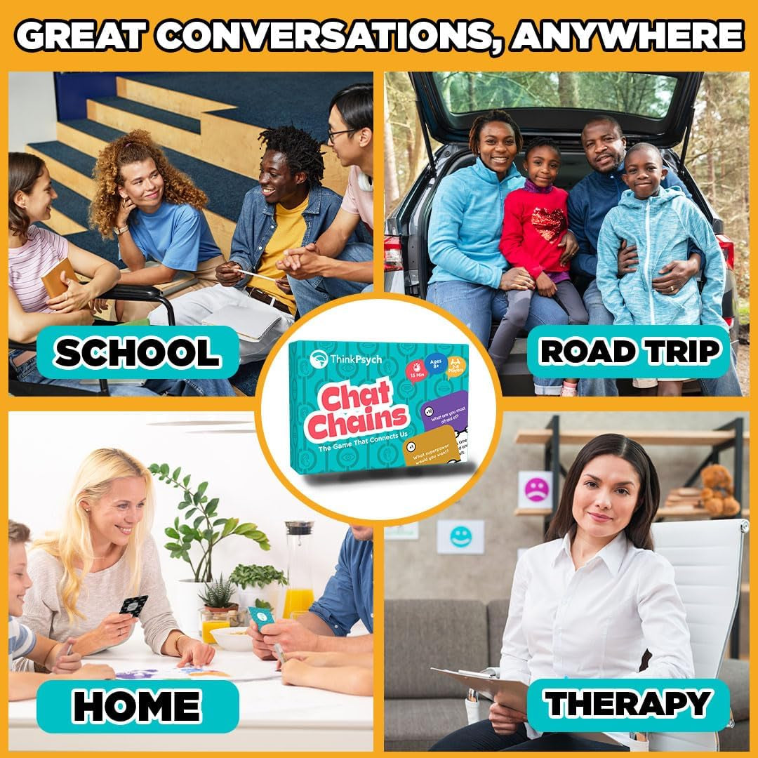 Chat Chains - the Game That Connects Us | Social Skills Games | Therapy Games for Teens and Kids | Ages 8-99 | Therapy Conversation Cards | 15 Mins Playtime