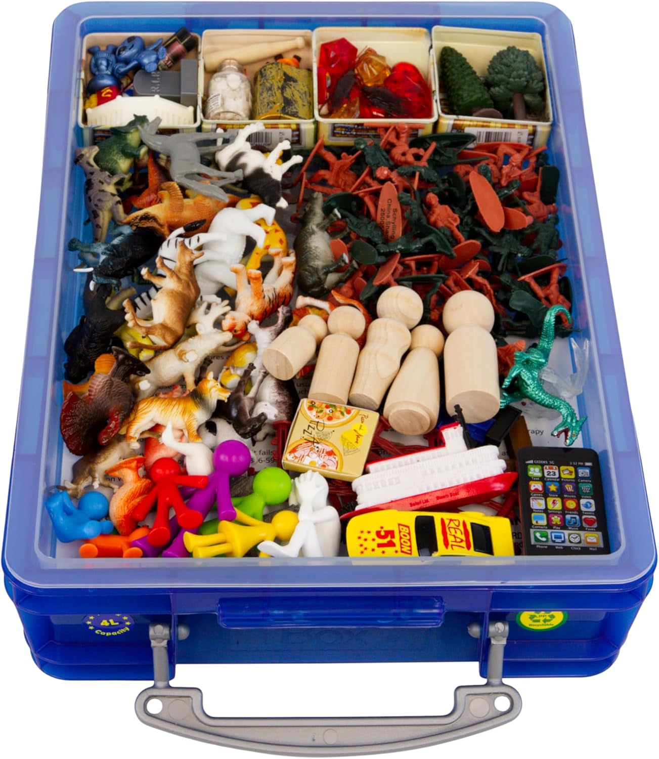 Play Therapy Supply Basic Portable Sand Tray Starter Kit with Tray, Sand, and 150+ Miniatures