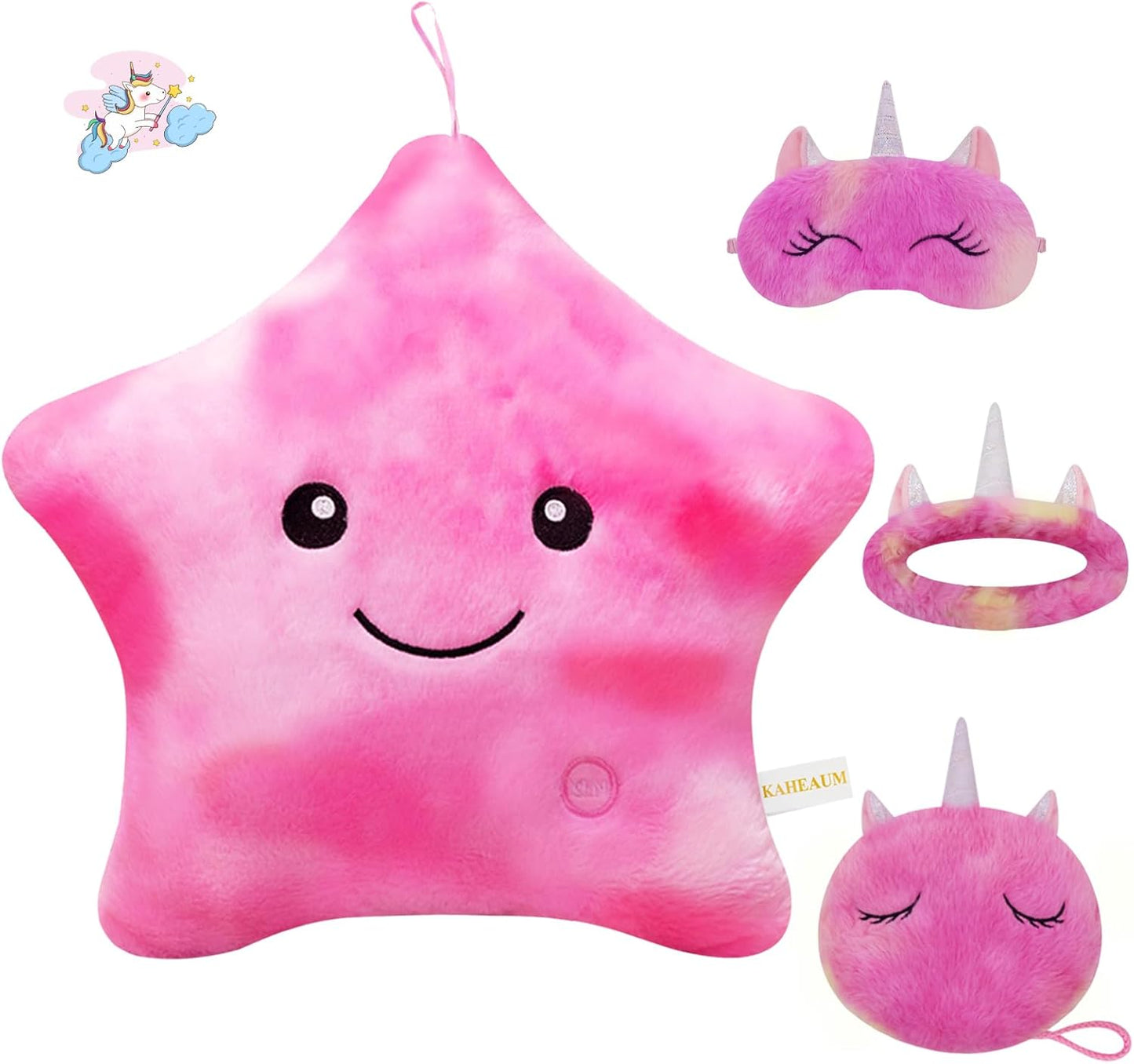 Kids Decorative Pillow,Cute Star LED Light up Pillow Gift for Girls Women Birthday Unique Throw Pillows Bedroom Couch Office Lumbar Back Cushion Purple Plush Pillow Stuffed Toy