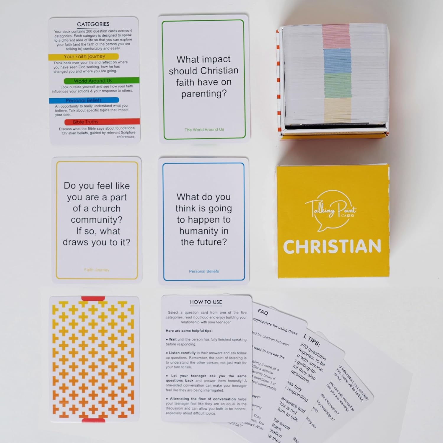 200 Conversation Cards for Christians Game - Explore Your Faith and Have Fun on Family Game Night, Bible Study or Youth Groups - Perfect for Church Groups, Couples Night, Easter Gifts