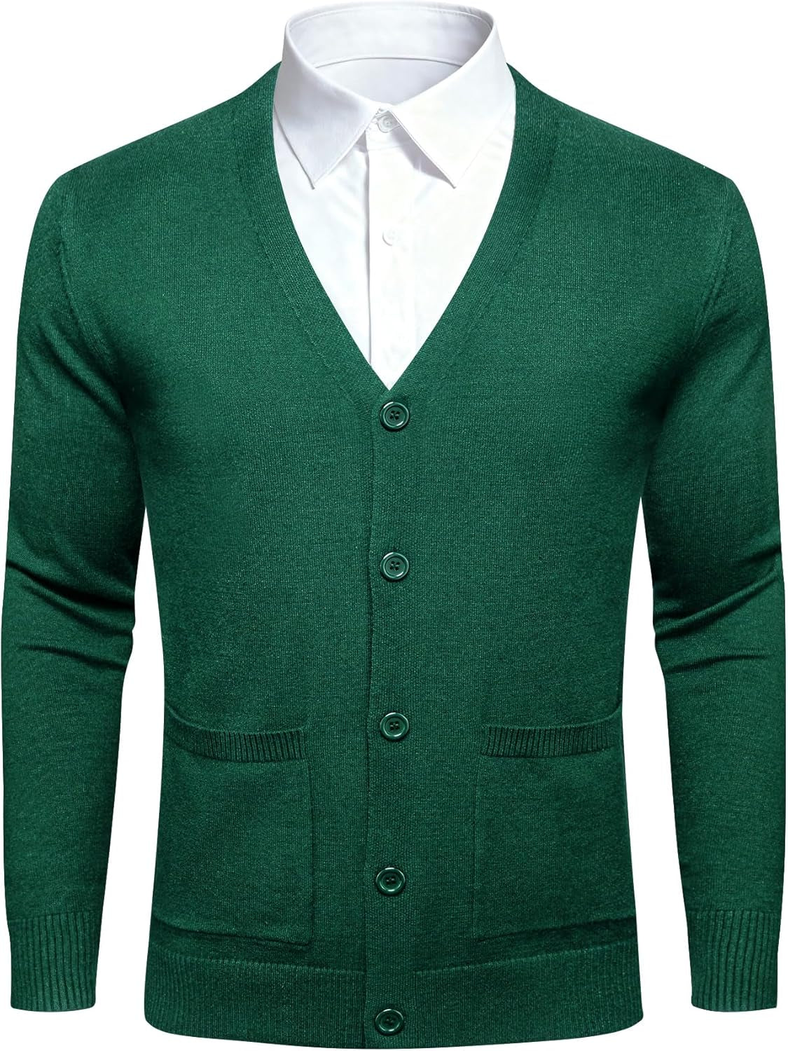 Mens Cardigan Sweater Long Sleeve Casual V Neck Solid Knitwear Cardigans with Pockets Business Weekend