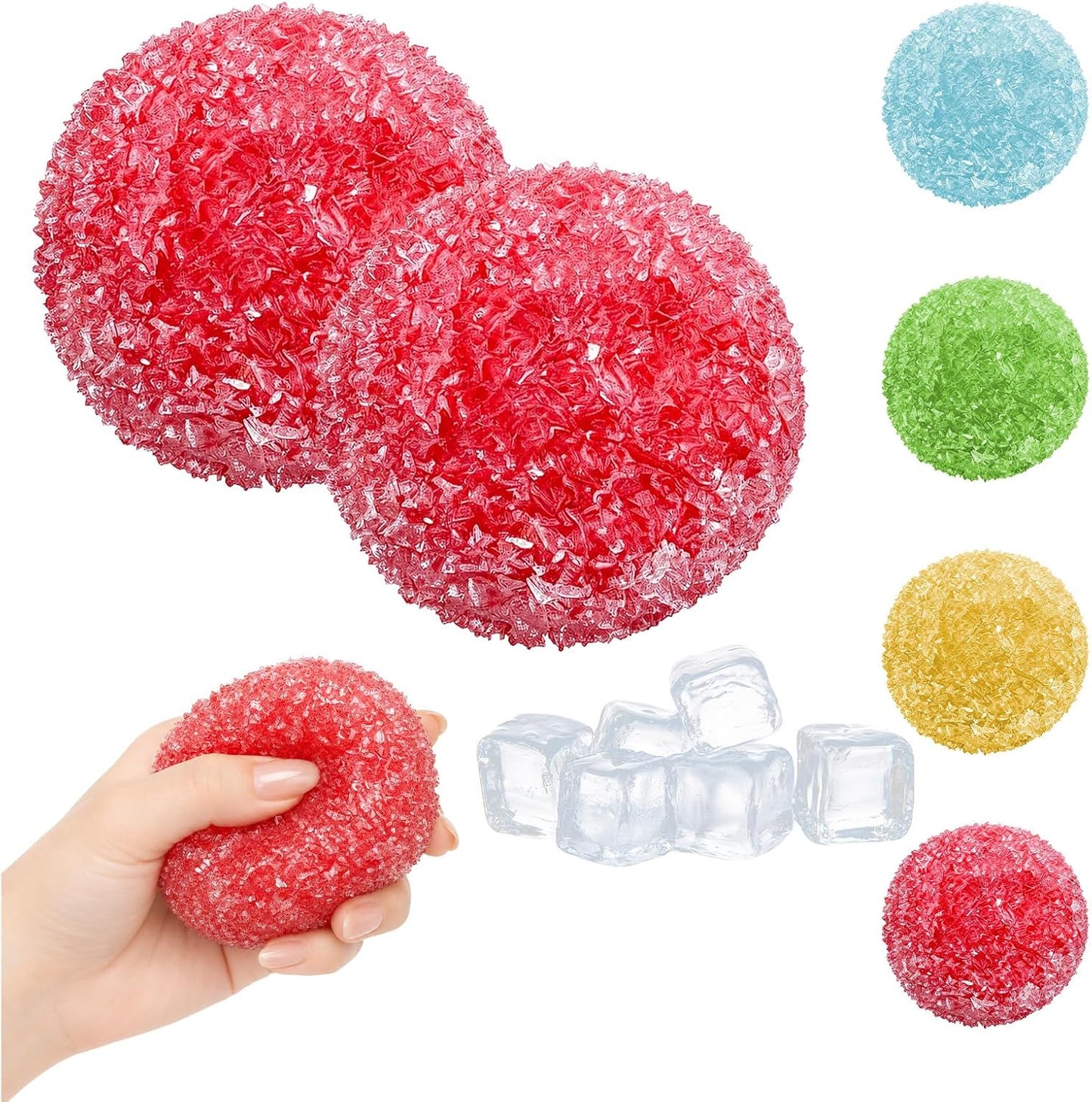 Crunchy Squishy Stress Ball, 2026 New Ice Skin Fidget Sensory Toy, Waxberry Moldable Crunchy Stress Balls, Slushy Squeeze Ball for Stress Relief (Red)