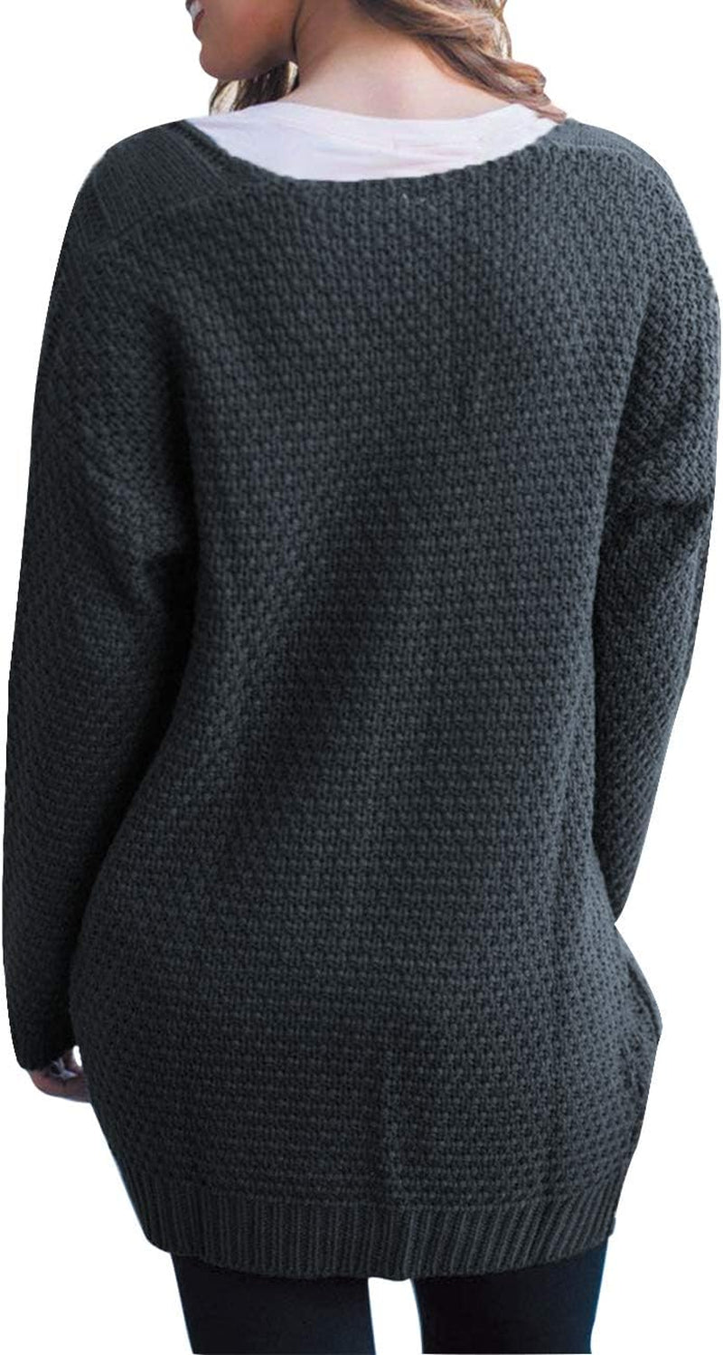 Women'S Open Front Long Sleeve Boho Boyfriend Knit Chunky Cardigan Sweater