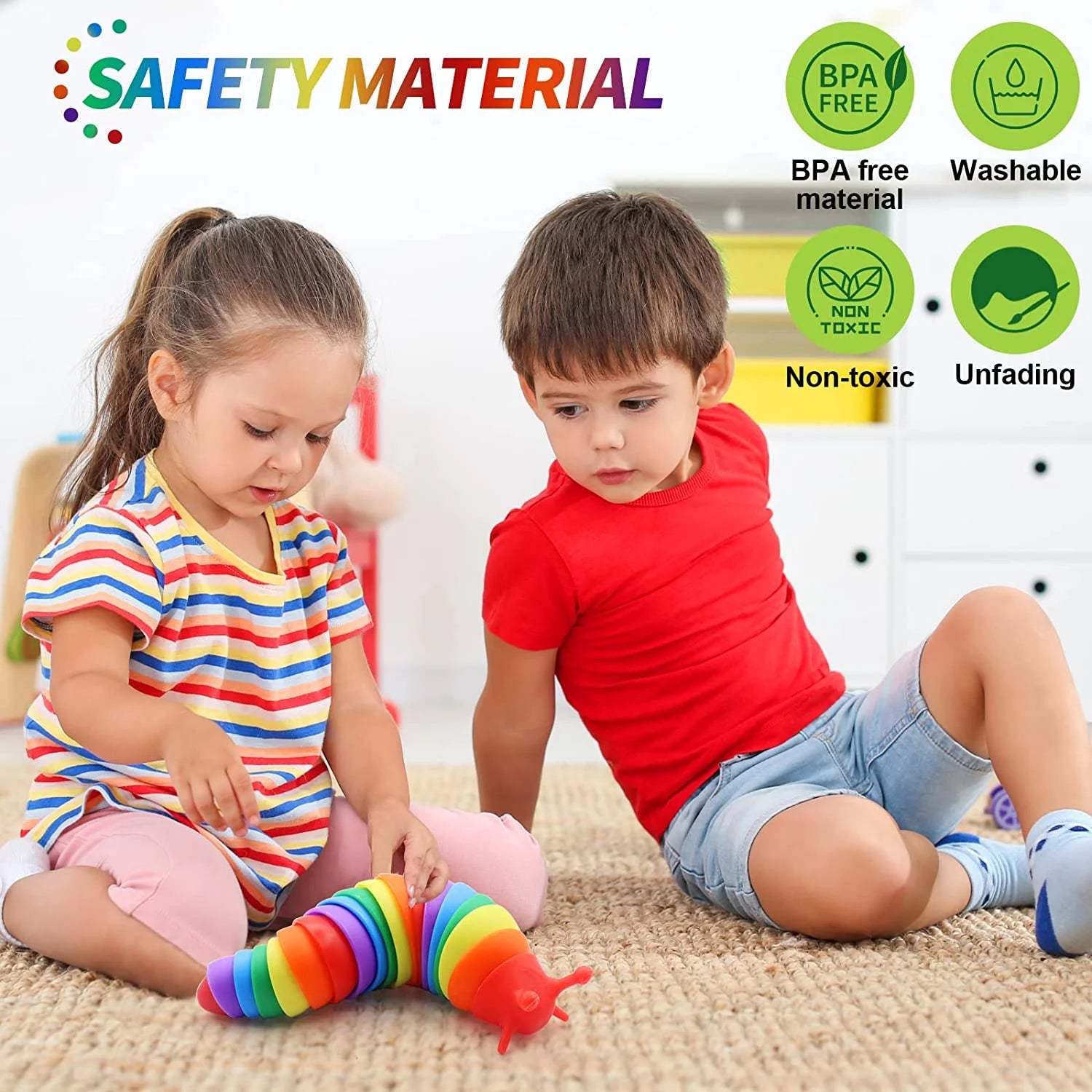 4 Pcs Slug Sensory Toys for Kids with Autism, Fidget Toy for Autistic Kids & Adults, 3D Articulated Slugs
