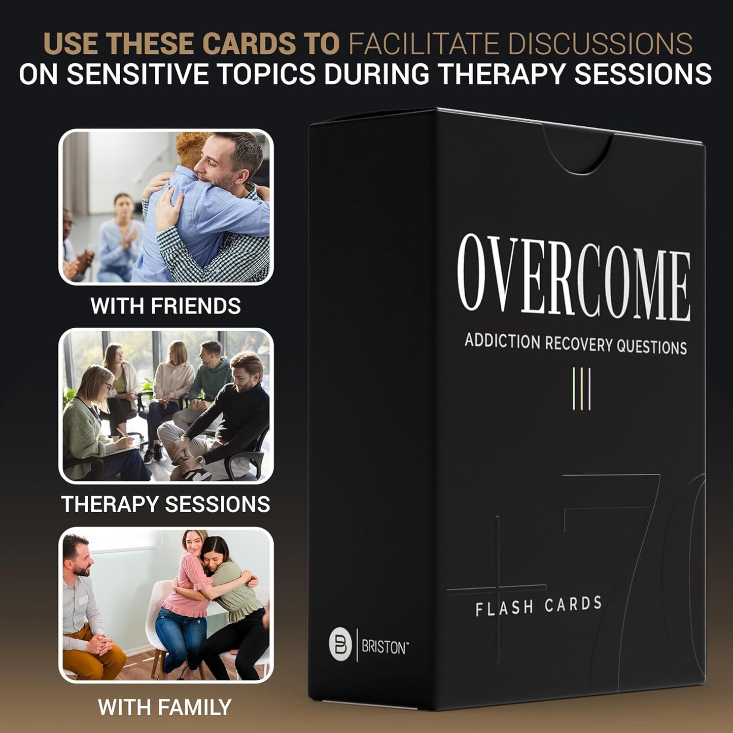 Overcome Addiction Recovery Flash Cards – 70 Therapy Question Cards for Group Counseling & Mental Health – Reflection Prompts for Sobriety, Relapse Prevention, Substance Abuse Recovery Support