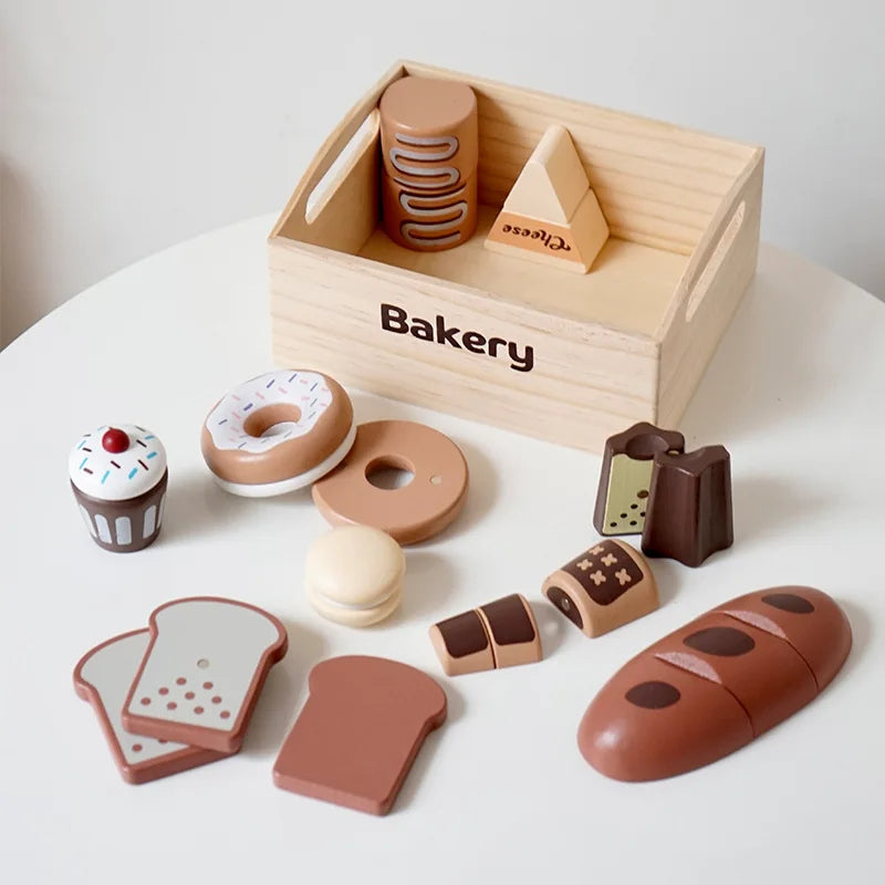 Children Play House Kitchen Games Simulation Wooden Boxed Fruit Cut Pretend to Play Magnetic Cookies Baking Girls Toys Set Gifts