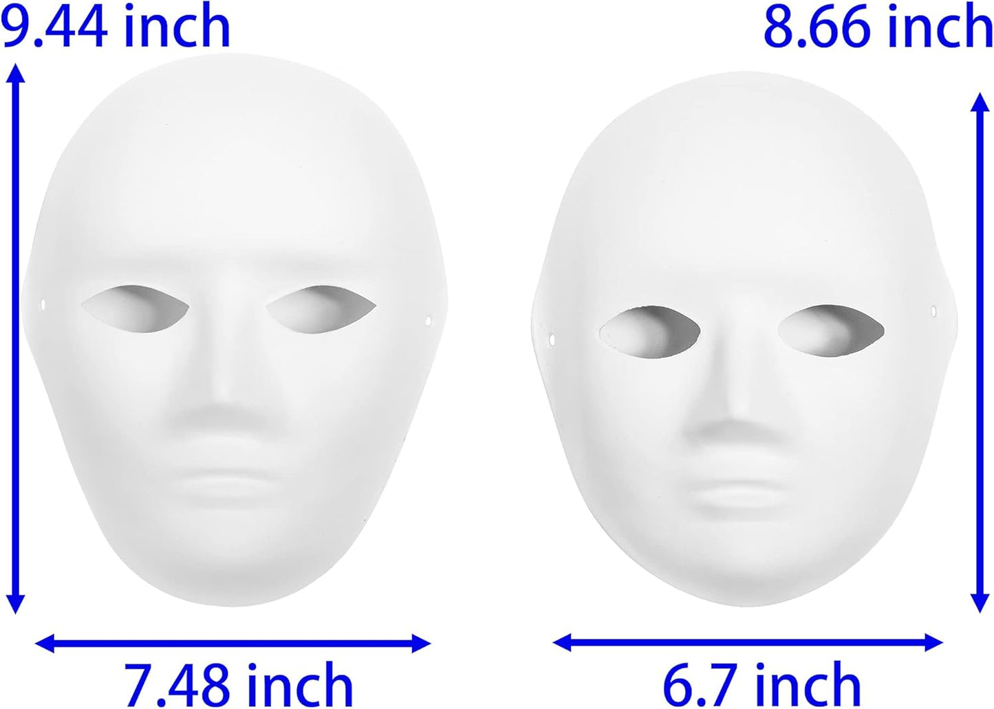 14 Pack Paper Mache Masks - 2 Sizes for Artistic Projects, Theater, Halloween, Masquerade Parties, Classroom Art