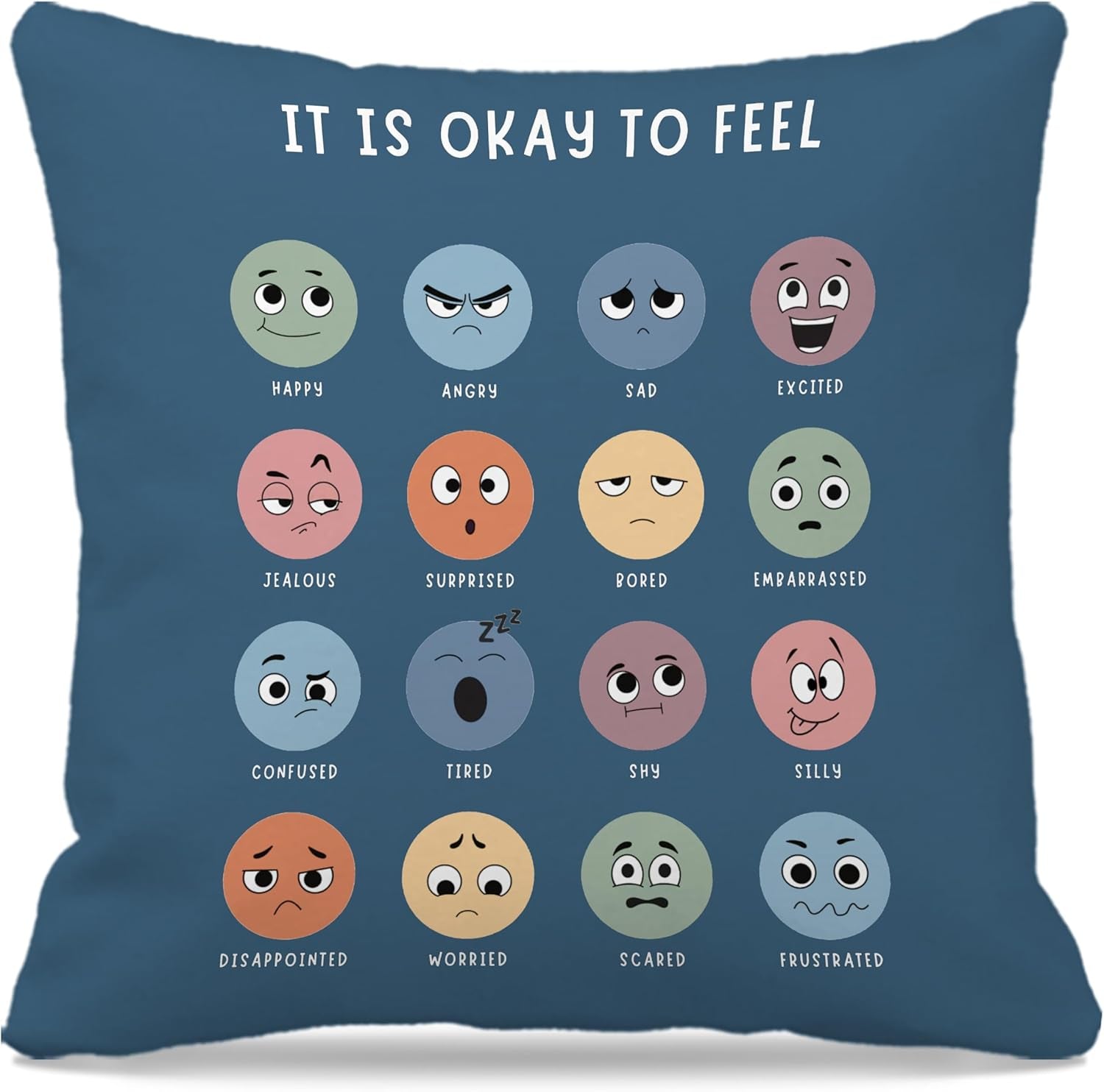 Counseling Office Must Haves Pillow Cover, Calming Corner, Mental Health Pillowcase Decor for Home Kids,Mental Health Counselor Gifts, Calming Corner Pillow Covers 18X18 Army Blue