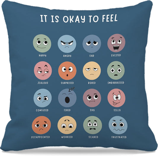 Counseling Office Must Haves Pillow Cover, Calming Corner, Mental Health Pillowcase Decor for Home Kids,Mental Health Counselor Gifts, Calming Corner Pillow Covers 18X18 Army Blue