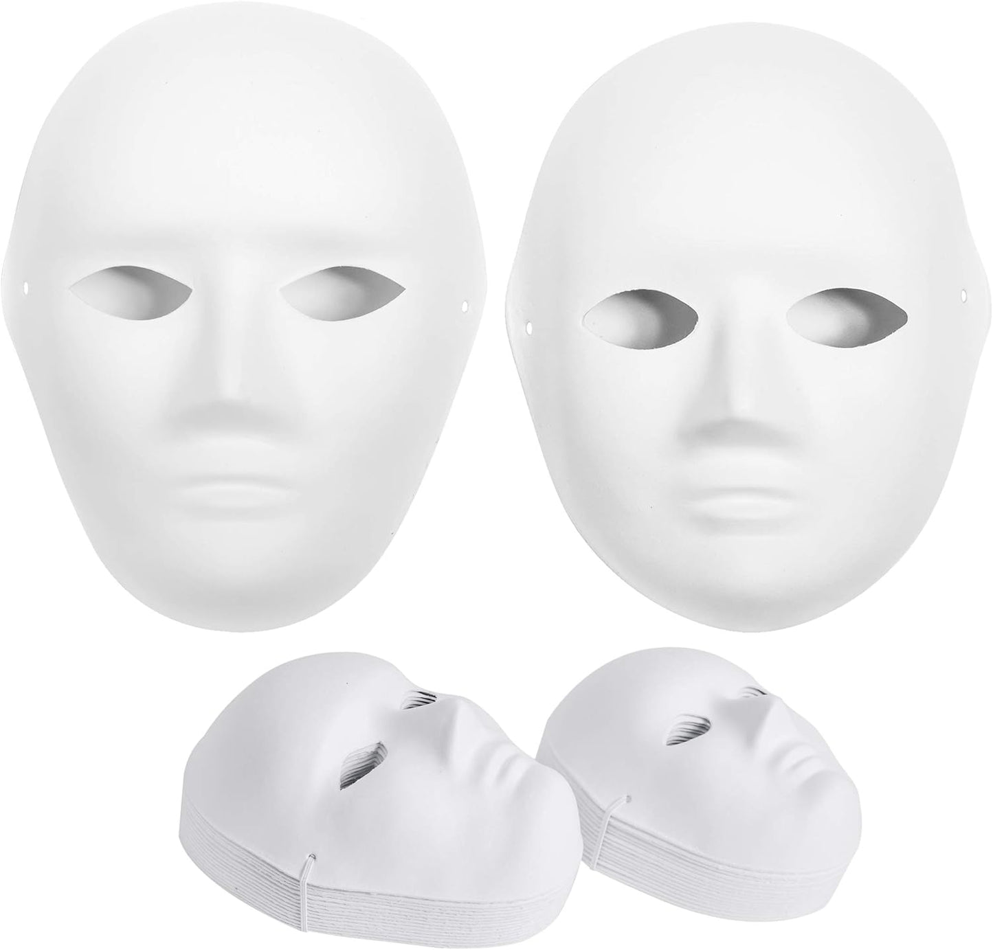 14 Pack Paper Mache Masks - 2 Sizes for Artistic Projects, Theater, Halloween, Masquerade Parties, Classroom Art